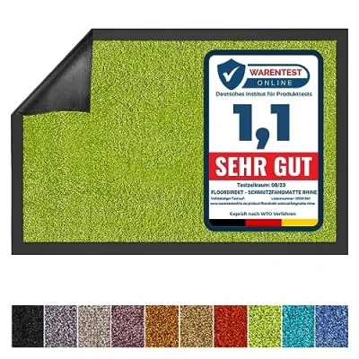 Imagen de Floordirekt Rhine Felpudo lavable y potente con parte trasera antideslizante, color verde, 135 cm x 200