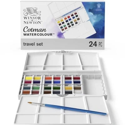 Imagen de Winsor &amp; Newton acuarela Cotman Caja de Pintor Plus set 24 medio godets, colores surtidos