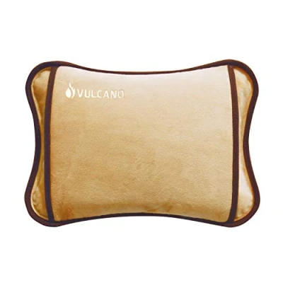 Imagen de TM Electron Vulcano Bolsa De Agua Térmica Recargable En 5 Minutos Para 2 Horas Uso Con Recubrimiento Suave Microfibra Calmar Molestias Musculares, Marrón, 29x20x6 cm