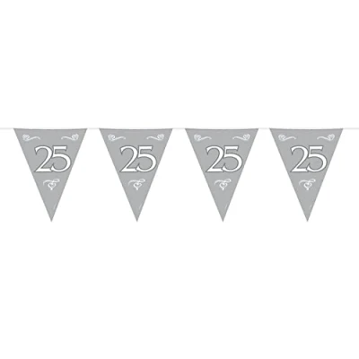Imagen de Folat B.V. 25 cumpleaños/aniversario Bunting Garland Silver, color plata (7451)