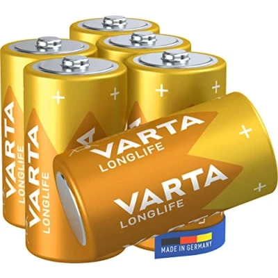Imagen de VARTA Pilas C Baby, paquete de 6, Longlife, Alcalinas, 1,5V, aptas para mandos a distancia, despertadores, radios, relojes pared, Made in Germany