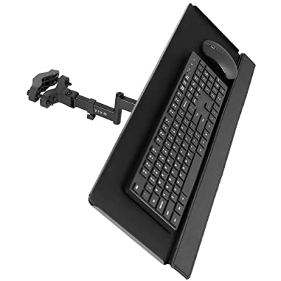 Imagen de VIVO Soporte universal de acero para teclado y mouse 26 pulgadas, inclinación ergonómica, rotación 360 grados, posición escritura neutra, negro, Mount POLEKB