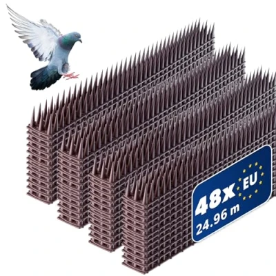 Imagen de KADAX Pinchos Antipalomas de Plástico para Protección Balcones, Terrazas, Techos y Ventanas contra Palomas, Ahuyentador Pajaros (Marrón, 48)