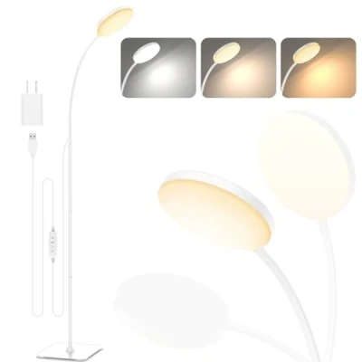 Imagen de Mojimdo Lámpara de pie, [3 Colores y 10 Luminosidades] LED lectura regulable flexible para habitaciones infantiles, oficina, salón, mesilla noche esquina