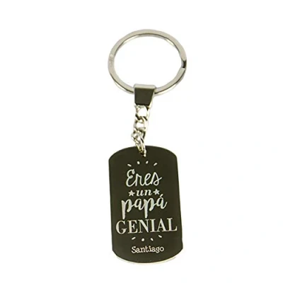 Imagen de Regalo Personalizable para Padres: Llavero Grabado &#039;Eres un papá Genial&#039; Personalizado con el Texto Que tú Quieras
