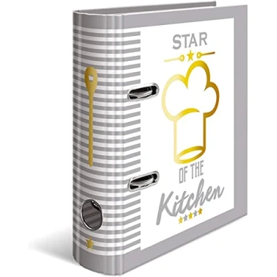 Imagen de HERMA Archivo de receta con motivo Star of the Kitchen, A5, 70 mm, adornos dorados y registro 5 piezas, 1 carpeta motivos