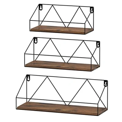 Imagen de EYMPEU Estantes de Pared, Juego 3, Pared Flotantes Madera y, Triángulos, para el la Cocina, Baño, Sala Estar y Oficina.