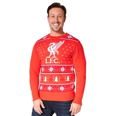 Imagen de Liverpool FC Jersey Navideño Hombre Fútbol Suéter de Navidad Punto Tallas M 3XL (Rojo, M)