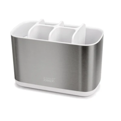 Imagen de Joseph Easy Store Soporte Porta Cepillo y Pasta de Dientes, Compatible con Cepillos Eléctricos Tradicionales, 6 Compartimentos, Almacenamiento Baño Desmontable, Acero Inoxidable