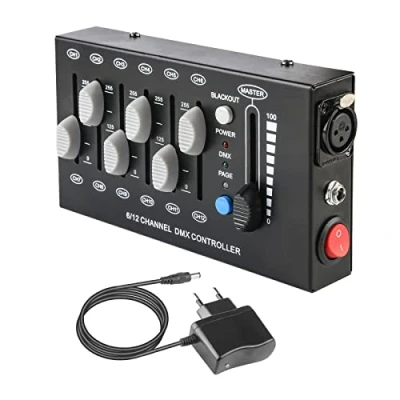 Imagen de Regulador Dimmer Dmx Controller Mini Controlador 12 Canales Dmx512 para Luces de Discoteca, Mezcladores iluminación Mesa Consola, Portable Console Luz