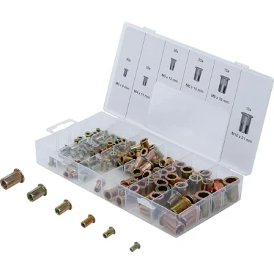 Imagen de BGS 14126 Surtido de tuercas remachables acero cincado 150 piezas