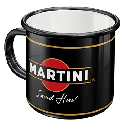 Imagen de Nostalgic Art Taza esmaltada retro, Martini Served Here Idea de regalo para aficionados a cócteles, Copa camping, Diseño vintage, 360 ml