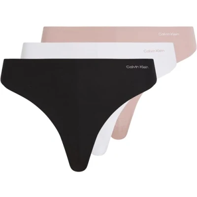 Imagen de Calvin Klein Pack de 3 Braguitas Tipo Tanga para Mujer Invisibles Cotton sin Costuras, Multicolor (Black/White/Subdued), L