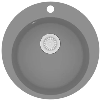 Imagen de vidaXL Fregadero Cocina 1 Seno Redondo Gris Granito Caño Lavaplatos