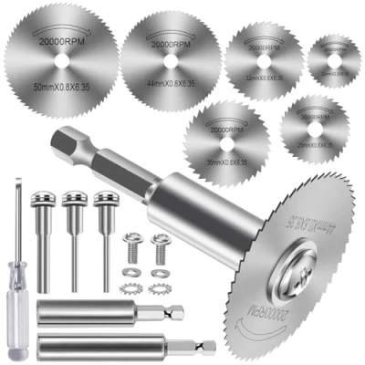 Imagen de 12 Piezas Discos de Corte para Taladro, HSS Hojas Taladro Disco con Vástago Hexagonal 1/4&quot;, Mini Sierra Circular Madera Plástico Metal