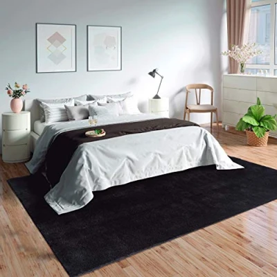 Imagen de Mia&#039;s Teppiche Olivia Alfombra de salón, 100% poliéster, Color Negro, 160 x 230 cm