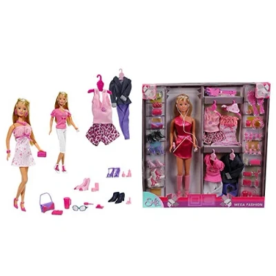 Imagen de Simba 105736015 Steffi Love Mega Fashion Muñeca con varios conjuntos y complementos [Importado de Alemania]