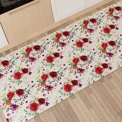 Imagen de PETTI Artigiani Italiani Alfombra para Cocina Antideslizante y Lavable, 52 x 80 cm, diseño Floral 07, 100% Fabricado en Italia