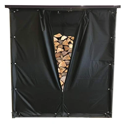 Imagen de QUICK STAR Conjunto de protección contra la Intemperie Pared Frontal y Trasera para Refugio leña XXL 185x70x185cm PVC Negro
