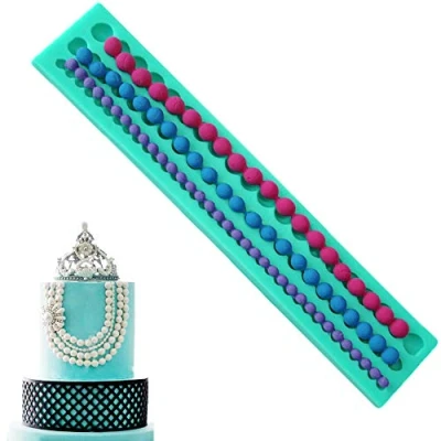Imagen de Chostky DIY Silicone String of Pearl Fondant Cake Sugar Cookies Paste Bead Dessert Lace Sneak Chocolate Mold Clay Silica Gel Mould Decorating Baking Tools