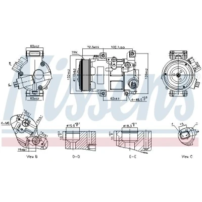 Imagen de NISSENS 89516 Compresor de Aire Acondicionado 5SE12C 12 PAG 46 R 134 a TOYOTA: Auris Hatchback, RAV4 III SUV, Avensis Berlina