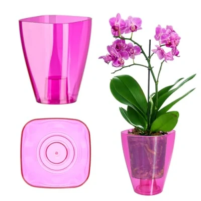 Imagen de KADAX Maceta Delgada para Orquídeas, Sencilla, Marihuana, Margarita, Cocina y Salón (9 cm, Rectangular, Rosa)