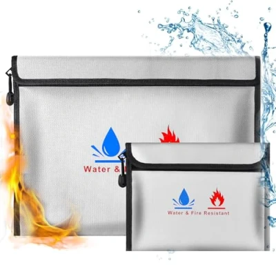 Imagen de bolsa de documentos ignífuga, almacenamiento seguridad ignífuga e impermeable 15 x 11 y 9 7 pulgadas, puede proteger objetos valor, pasaportes, documentos, dinero, joyas (plata)
