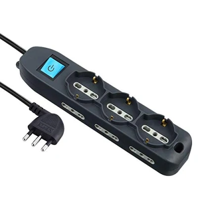 Imagen de Electraline 62039 Regleta de 9 plazas con Cable, Negro, 3 m