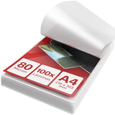 Imagen de ACROPAQ Fundas plastificar A4 80 mic, 100 unidades, Brillante, Calidad superior, Esquinas redondeadas, Adecuadas para fotos y notas Plasticos plastificadora 18009