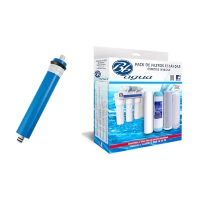 Imagen de Membrana 75 GPD + Pack de 4 filtros Estandar. 1 Filtro Sedimentos, Carbón GAC, Block y Post Coco Natural. Bbagua.