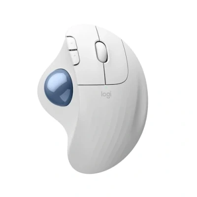 Imagen de Ratón Logitech Ergo M575S, Trackball inalámbrico, Botones personalizables, Ergonómico, 2000ppp, Clics silenciosos, 18 meses de pila, PC Mac, Blanco