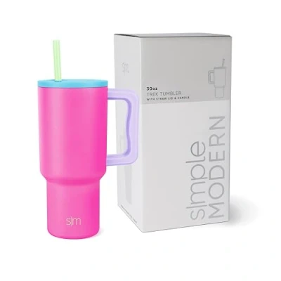 Imagen de Simple Modern Vaso Térmico con Pajita y Asa Taza Termica café para Llevar Botella de Agua Acero Inoxidable Aislado helado Trek 890ml 80s Mix