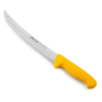 Imagen de Arcos Serie 2900 Cuchillo Carnicero Curvo Hoja de Acero Inoxidable NITRUM 250 mm Mango inyectado en Polipropileno Color Amarillo