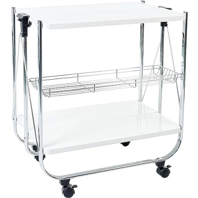 Imagen de Iris Ohyama, Servicio de cocina, almacenamiento, 2 estantes, 1 cesta con ruedas, sala estar Kitchen Wagon CW 005 Blanco