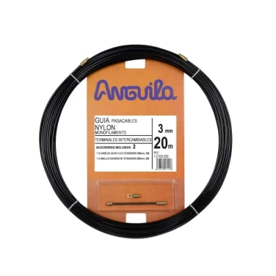 Imagen de Anguila Guía Pasacables Terminales Intercambiables Monofilamento Nylon Color Negro Diámetro 3mm 20 metros