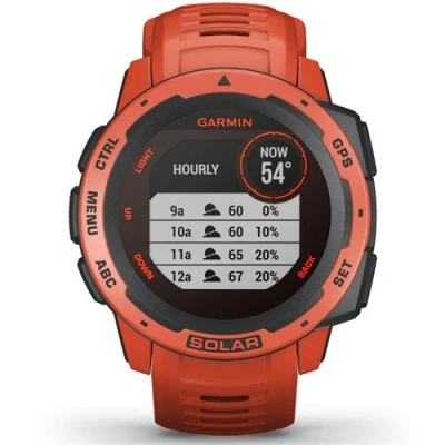 Imagen de Garmin Instinct solar, Reloj inteligente con GPS resistente al agua, función de carga funciones deportivas, pulsioximetría y notificaciones del smartphone, Rojo