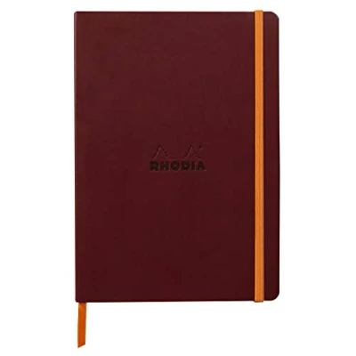 Imagen de Clairefontaine ES RHODIA 117370C Lie de Vino Cuaderno flexible (A5, 160 páginas, papel Marfil, 90 g/m², cierre elástico, tapa piel sintética, colección rodiarama