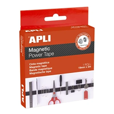Imagen de APLI 19185 Cinta adhesiva magnética extra fuerte Rollo de 19 mm x 2 m gran resistencia