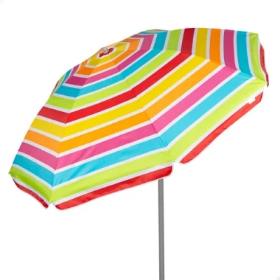 Imagen de AKTIVE 62362 Sombrilla Playa Grande, Protección UV50, Inclinable y Regulable en Altura, Mástil Acero, Tejido Oxford, 8 Varillas, Sombrillas Grandes, Funda Transporte con Asa, 200 cm, Multicolor