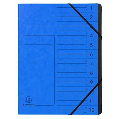 Imagen de Exacompta 541202E Archivador grapado con gomas (12 compartimentos, interior en cartulina reciclada, A4, color azul