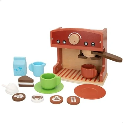 Imagen de WOOMAX Cafetera Madera Juguete, 12 Accesorios, Electrodoméstico de Máquina para Hacer café, Complementos Cocina, Juegos educativos, Juguetes niños 2 años, Regalos cumpleaños (47599)