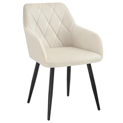 Imagen de WOLTU Silla de Comedor, Reposabrazos, Tapizada con Respaldos, Sillas Nordicas, para Salón, Dormitorio, Cocina, Pasillo, Negro, Terciopelo, Patas Metal, BH352sz 1