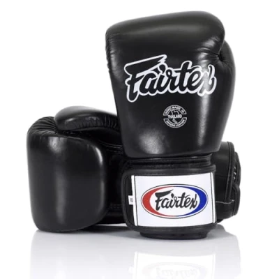 Imagen de Guantes de Boxeo Fairtex BGV1 para Entrenamiento y Sparring Muay Thai, Hombres, Mujeres Niños MMA Artes Marciales, Ligeros Amortiguadores (Negro 14 oz)