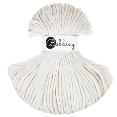 Imagen de Bobbiny Cordón de macramé trenzado premium 5 mm (blanco roto), 100 m