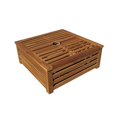 Imagen de Spetebo Soporte para sombrilla de 58 x 23 cm, madera acacia, revestimiento acacia