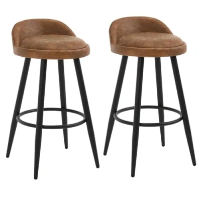 Imagen de WOLTU 2X Taburete Alto de Cocina Bar con Reposapiés Tapizados en Cuero sintético Silla Alta Metal Marrón BH327br 2
