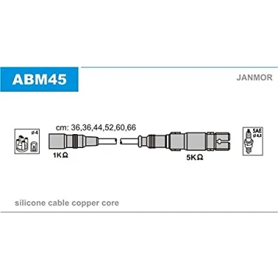 Imagen de JANMOR ABM45 Juego de Cables Encendido AUDI: Coupe B3, 80 B4 Berlina, Avant