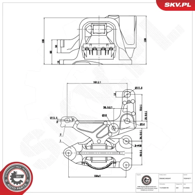 Imagen de ESEN SKV 75SKV077 Soporte de motor derecha hidráulico Aluminio, Caucho 218mm 130mm RENAULT: MEGANE 3 Coupe, 3, GRAND SCENIC