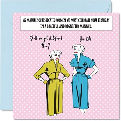 Imagen de Divertidas tarjetas de cumpleaños para mujeres y ella, mujer madura sofisticada, tarjeta mejor amiga, felicitación 145 mm x mm, mujer,