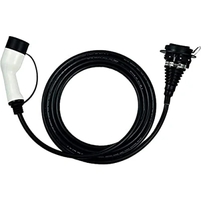 Imagen de WAI EVC22332 5EXT Extensión Tipo 2 Hembra a Macho, 22 kW, 32 amperios, vehículo eléctrico trifásico/Cable de Carga EV, 5 Metros, Negro